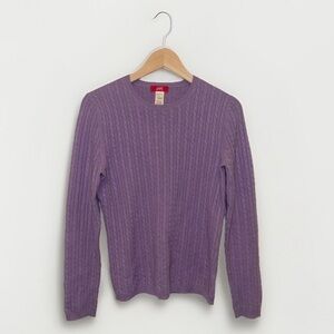 Anne Klein 100% cashmere cable knit sweater purple size large
